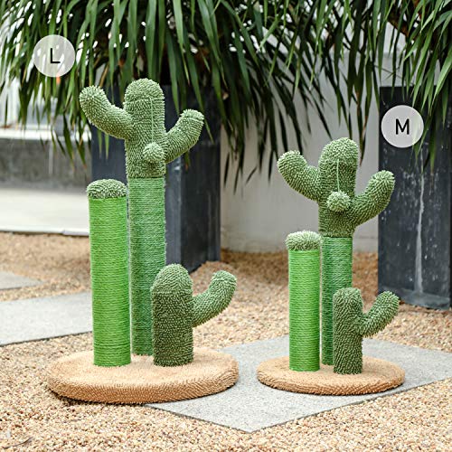 PAWZ Road Cactus Poste Rascador para Gatos, pequeño Árbol Rascador para Gatos con Pelota de Juguete, Fondo Marrón 68cm (Talla L)