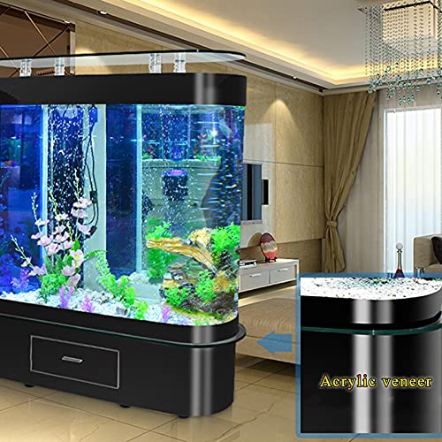 Pecera De Vidrio De Escritorio para Sala De Estar De Cabeza Redonda, Acuario Automático, Sin Cambio De Agua, Adecuado para La Sala De Estar De La Oficina En Casa, Pecera De Oro,Blanco,100cm