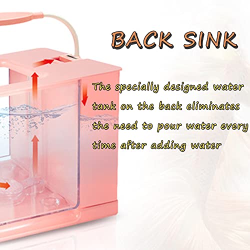 Pecera Pequeña Creativa, Acuario Acrílico Silencioso para Oficina En Casa, Sala De Estudio, Sala De Estar, Pecera Dorada Sin Agua, con Luz,Verde