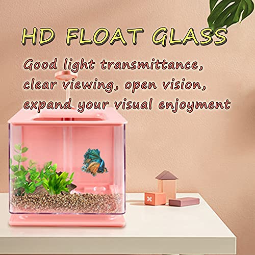 Pecera Pequeña Creativa, Acuario Acrílico Silencioso para Oficina En Casa, Sala De Estudio, Sala De Estar, Pecera Dorada Sin Agua, con Luz,Verde