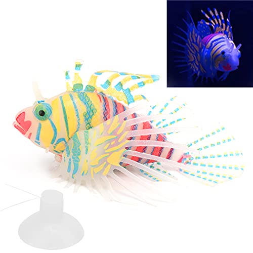 Peces que brillan intensamente artificiales, peces de silicona realistas luminosos Peces falsos hechos artificialmente Decoración del tanque de peces con ventosa para el tanque de peces(Naranja rosa)