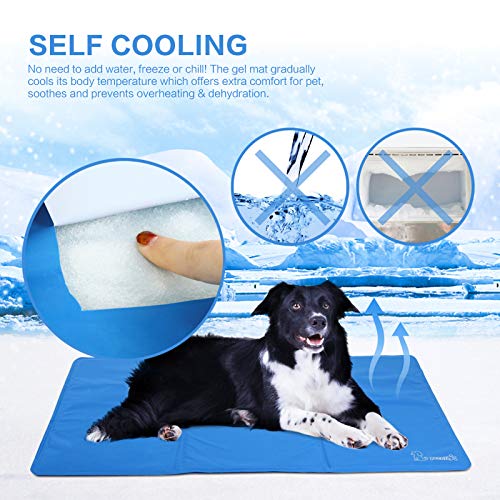 Pecute Alfombra Refrescante para Perro Actualización Engrosada 0.4mm 300D Oxford Alfombrilla de Refrigeración Automática para Animales de Compañía(M 50 * 65cm)