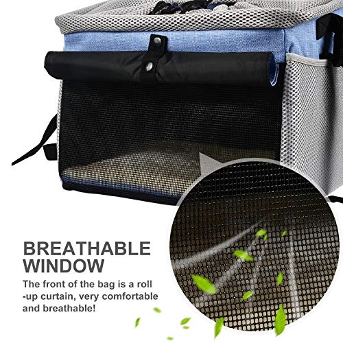 Pecute Transportin Perro Mochila Gato Cesta para Bicicleta 4 en 1 Plegable Lavable Bolsa de Transporte para Mascotas Asiento del Coche de Seguridad para Mascotas