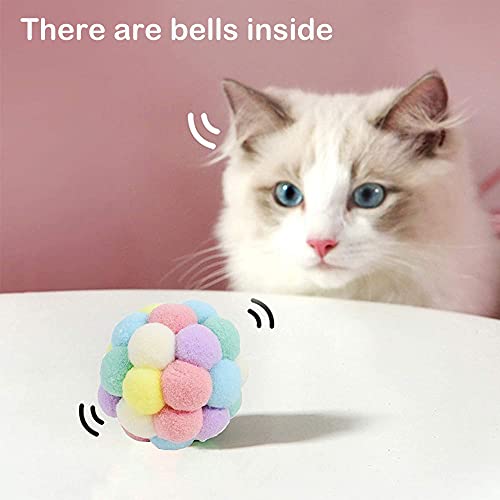 Pelota Colorida para Mascotas, 7 Piezas Bola De Peluche para Gato, Pelotas De Juguete para Gatos, para Aumentar La Relación Entre El Dueño y La Mascota (Color)