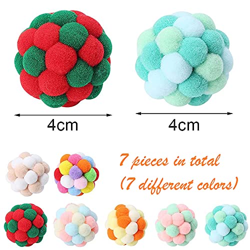 Pelota Colorida para Mascotas, 7 Piezas Bola De Peluche para Gato, Pelotas De Juguete para Gatos, para Aumentar La Relación Entre El Dueño y La Mascota (Color)