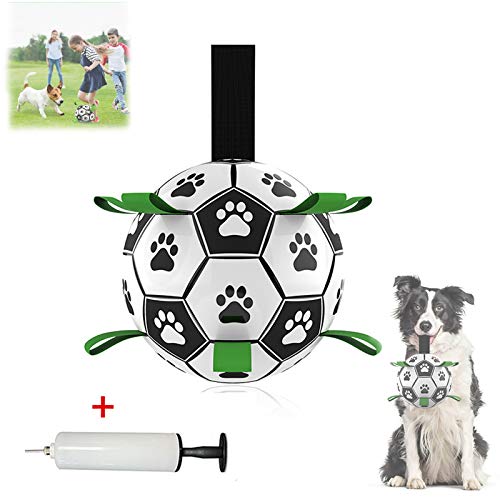 Pelota de Fútbol para Perros - SHUANGJUN 15CM Pelota de Juguete para Perros, Pelota Juguete Perro con Bomba de Balón y Aguja para Perros, Pelota de Entrenamiento Interactiva para Perros pequeños