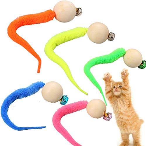 Pelota de Juguete para Gatos de 5 uds con Campana, Bolas de Gusano para Mascotas para Gatos, Perros, Pelota de Juguete interactiva para perseguir, Juguete Colorido para Mascotas, Gatitos, Cachorros