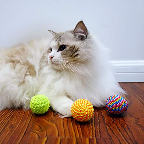 Pelota de Juguete para Gatos, Juego de Pelotas de Mimbre con Plumas, Juguete para Gatos con cascabeles en su Interior, Juguete Interactivo