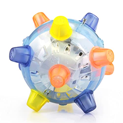 Pelota de juguete para perros, pelota de rebote incandescente, juguete inteligente para perros y gatos, con luz y música, para interiores y exteriores, color rojo y azul