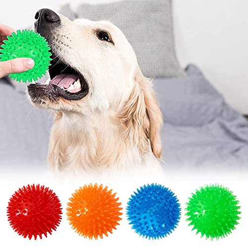 Pelota de Perro chillona, Duradera para Perros Grandes, masticable con Punta, Pelotas de Juguete para Limpieza de Dientes de Cachorro no tóxicas, Naranja, 8 cm