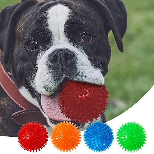 Pelota de Perro chillona, Duradera para Perros Grandes, masticable con Punta, Pelotas de Juguete para Limpieza de Dientes de Cachorro no tóxicas, Naranja, 8 cm