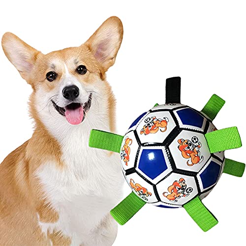 Pelota Juguete Perro, Bola Interactiva para Perros, Juguetes de Fútbol para Mascotas, Juguetes de Fútbol para Perros, Adecuado para Juegos en Interiores y Exteriores, Entrenamiento, Piscinas