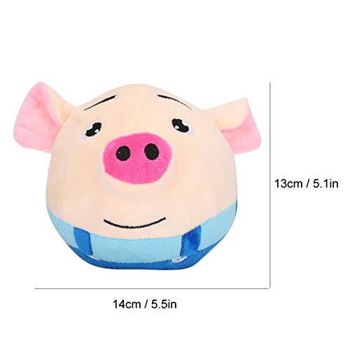 Pelota Que Rebota para Mascotas, Pelota de Juguete para Mascotas de Dibujos Animados, USB para Entrenamiento de Juego para Perros Y Gatos(Saltar Cerdo en Ropa Azul)
