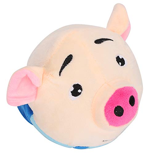 Pelota Que Rebota para Mascotas, Pelota de Juguete para Mascotas de Dibujos Animados, USB para Entrenamiento de Juego para Perros Y Gatos(Saltar Cerdo en Ropa Azul)
