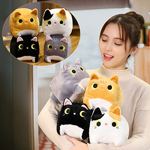 Peluche de Gato - Peluche de Gato Cuadrado, Lindo muñeco de Felpa de simulación de Gato Juguete de Felpa de Almohada de Gato 3D Peluche de Gato Corto de Peluche para Mascotas