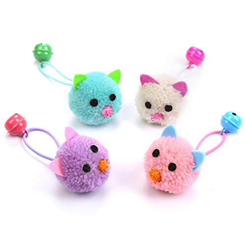 Peludo Ratón Bola Gato Gato Juguete: 4Pcs Gatos Ratones Ratones Juguetes con Campana Gatito Jugar Ratones Juguetes de Juego Interactivo para Mascota Gato Gatito