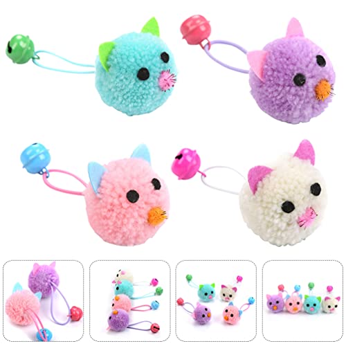 Peludo Ratón Bola Gato Gato Juguete: 4Pcs Gatos Ratones Ratones Juguetes con Campana Gatito Jugar Ratones Juguetes de Juego Interactivo para Mascota Gato Gatito