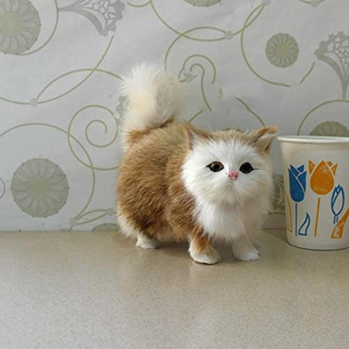 Pelz de mascotas auténticas gatos, gatos realistas, pequeños peluches de peluche, para decoración de habitaciones, diseño minimalista, decoración de mesa, compañero interactivo