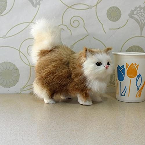 Pelz de mascotas auténticas gatos, gatos realistas, pequeños peluches de peluche, para decoración de habitaciones, diseño minimalista, decoración de mesa, compañero interactivo