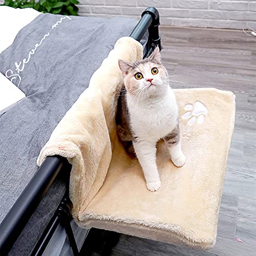 Pequeño gato hamaca, cama radiador suave Cuna de mascotas, colgando gato colgante colgando ventana de ventana gato desmontable hamaca, marco de acero plegable duradero Cama radiadora de mascotas