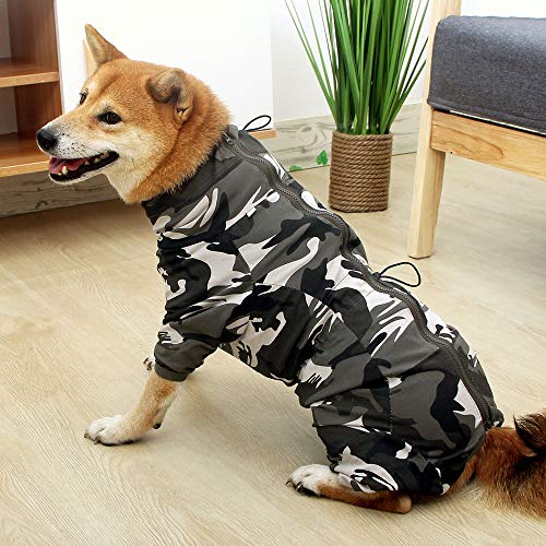 Perro de recuperación quirúrgica Traje de Camisas para Perros de Manga Larga Mantener al Perro de lamer heridas Protector Abdominales después de la cirugía Desgaste de(Camouflage,l)