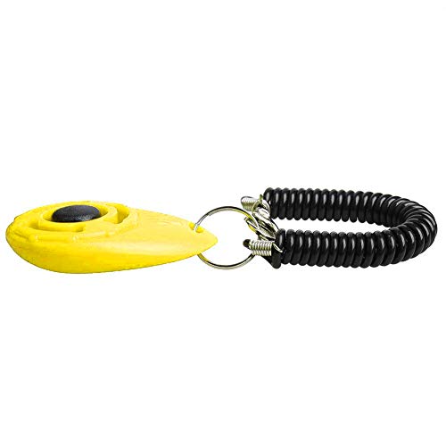 Perro Fuentes Herramienta De Entrenamiento Conductual De Sonido Adiestramiento con Clicker Entrenamiento del Animal Doméstico del Perro con Correa para El Perro Gato Caballo Amarillo