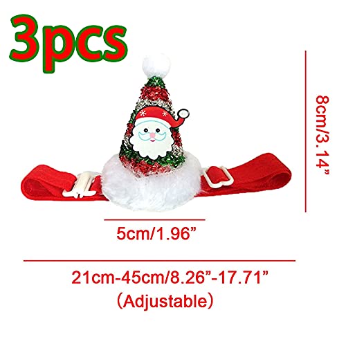 Perro Gato Mascota Santa Sombrero Gorros de Navidad para Mascotas Pequeños Gato de Papá Noel Sombrero Sombrero de Cumpleaños para Mascotas para Perro Gato Disfraces de Navidad Cosplay 3 Piezas