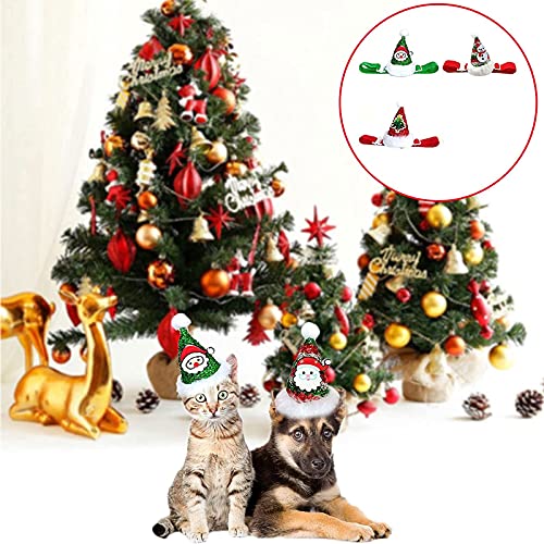 Perro Gato Mascota Santa Sombrero Gorros de Navidad para Mascotas Pequeños Gato de Papá Noel Sombrero Sombrero de Cumpleaños para Mascotas para Perro Gato Disfraces de Navidad Cosplay 3 Piezas