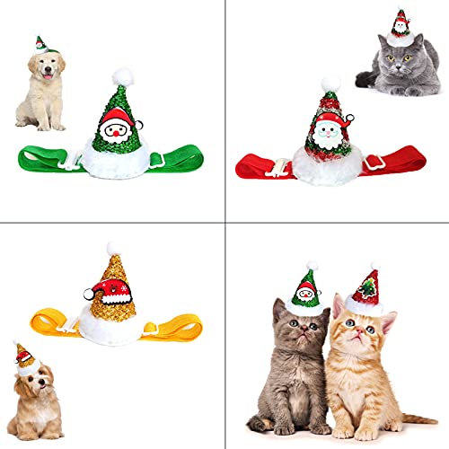 Perro Gato Mascota Santa Sombrero Gorros de Navidad para Mascotas Pequeños Gato de Papá Noel Sombrero Sombrero de Cumpleaños para Mascotas para Perro Gato Disfraces de Navidad Cosplay 3 Piezas