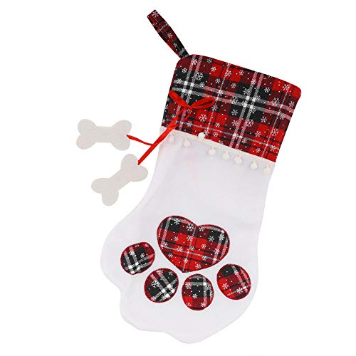 Perro Gato Paw Medias de Navidad, Bolsas Perro Pet Paw Calcetines Medias Decoración Navideña Medias Muñeca Colgante Regalos de Juguete Decoración