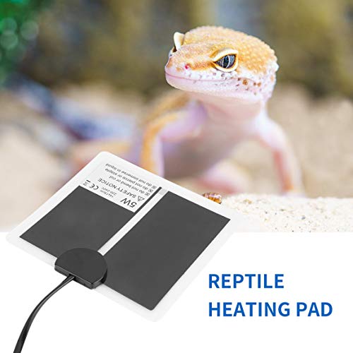 Persdico Almohadilla térmica para reptiles de 5W, 220-240V, 14x15cm, alfombrilla térmica con enchufe europeo, calentador para perros y gatos, cama con regulación de temperatura de Color sólido