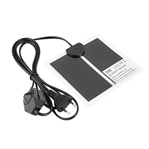 Persdico Almohadilla térmica para reptiles de 5W, 220-240V, 14x15cm, alfombrilla térmica con enchufe europeo, calentador para perros y gatos, cama con regulación de temperatura de Color sólido