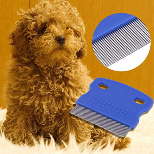 Persdico Superoferta peine antipulgas para perros, cepillo de acero, peine para el pelo, recortador de aseo para perros, bonito peine para perros y gatos, ABS + aguja de acero inoxidable