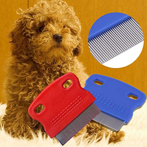 Persdico Superoferta peine antipulgas para perros, cepillo de acero, peine para el pelo, recortador de aseo para perros, bonito peine para perros y gatos, ABS + aguja de acero inoxidable