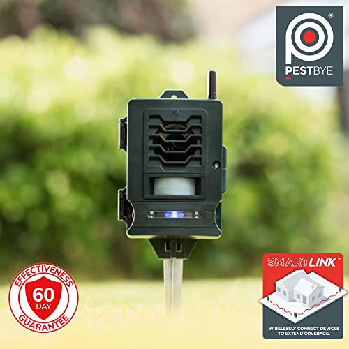 Pestbye® - Repelente inteligente para gatos con batería activado por movimiento, resistente al agua, con estaca de tierra