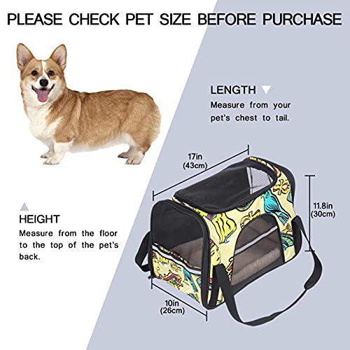 Pet Carrier Antiguo Egipto Mujeres Pájaros Gato Arte Patrón Suave Transportadores de Viaje para Gatos, Perros Cachorro Comodidad Portátil Plegable Bolsa de Mascota Aérea Aprobado