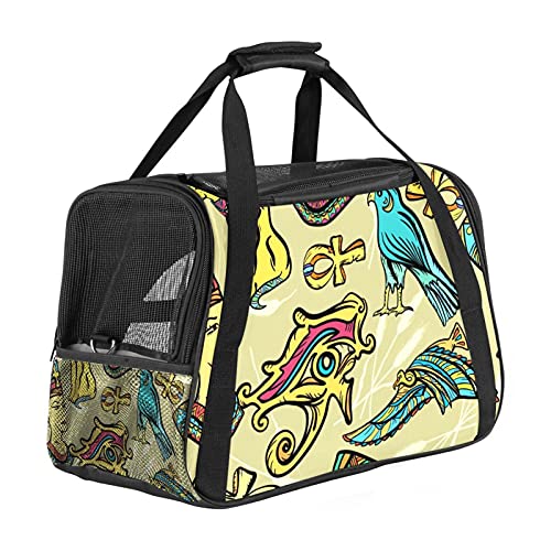 Pet Carrier Antiguo Egipto Mujeres Pájaros Gato Arte Patrón Suave Transportadores de Viaje para Gatos, Perros Cachorro Comodidad Portátil Plegable Bolsa de Mascota Aérea Aprobado