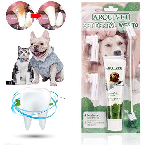 Pet Dog - Pasta de dientes para el cuidado de los dientes, kit de cuidado dental para perros y gatos