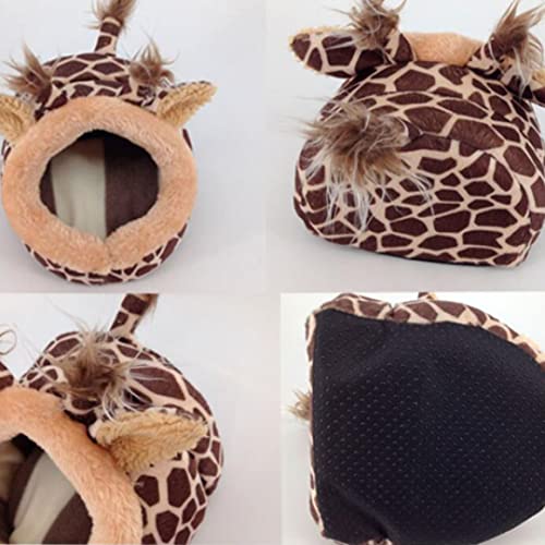 Pet Fleece Cama con Coloridos Patrones de Jirafa Guinea Pig Plus Cama de Jaula Lindo Antideslizante Tibio Lavable Mascota Bed for pequeño Cachorro Medio Dormir Igloo House L Suministros para Perros
