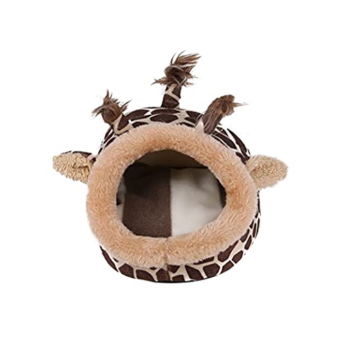 Pet Fleece Cama con Coloridos Patrones de Jirafa Guinea Pig Plus Cama de Jaula Lindo Antideslizante Tibio Lavable Mascota Bed for pequeño Cachorro Medio Dormir Igloo House L Suministros para Perros