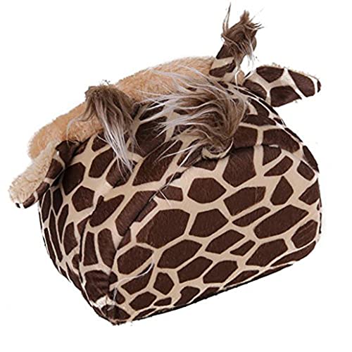Pet Fleece Cama con Coloridos Patrones de Jirafa Guinea Pig Plus Cama de Jaula Lindo Antideslizante Tibio Lavable Mascota Bed for pequeño Cachorro Medio Dormir Igloo House L Suministros para Perros