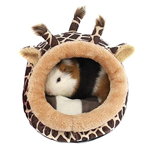 Pet Fleece Cama con Coloridos Patrones de Jirafa Guinea Pig Plus Cama de Jaula Lindo Antideslizante Tibio Lavable Mascota Bed for pequeño Cachorro Medio Dormir Igloo House L Suministros para Perros