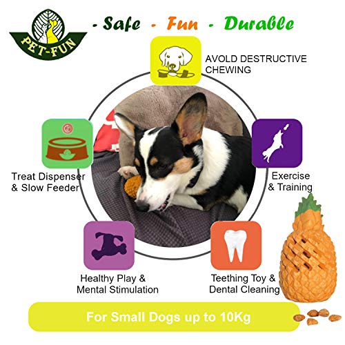 Pet-Fun Juguete de dentición para cachorros – Juguete de goma natural duradero para masticar cachorros, fuerte, resistente y duradero dispensador de golosinas para cachorros/perros pequeños