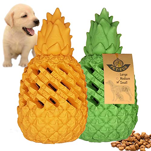 Pet-Fun Juguete de dentición para cachorros – Juguete de goma natural duradero para masticar cachorros, fuerte, resistente y duradero dispensador de golosinas para cachorros/perros pequeños