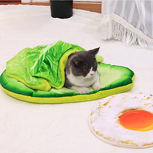 Pet Kennel Saco de Dormir para Perros Estera de Piso Engrosada Estera de Arena Arena para Gatos Mascota Gato Manta de Felpa Edredón Modelos de otoño e Invierno-Estera de Huevo Frito,L