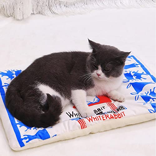 Pet Kennel Saco de Dormir para Perros Estera de Piso Engrosada Estera de Arena Arena para Gatos Mascota Gato Manta de Felpa Edredón Modelos de otoño e Invierno-Estera de Huevo Frito,L