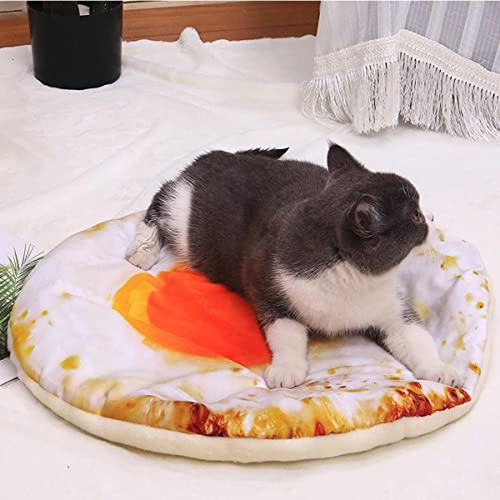 Pet Kennel Saco de Dormir para Perros Estera de Piso Engrosada Estera de Arena Arena para Gatos Mascota Gato Manta de Felpa Edredón Modelos de otoño e Invierno-Estera de Huevo Frito,L