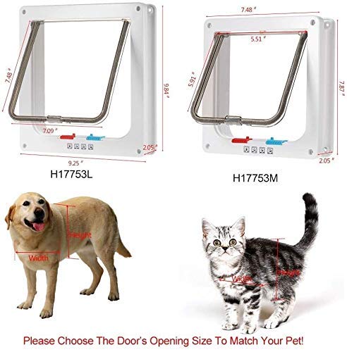 Pet Mate Cat Flap Dog Flap Door W/Smart Switches Mantén la Puerta de la casa Cat Puppy Dog Suministros Cerradura Puertas de Seguridad Cerradura Entrada/Salida Gratis L (Color, Tamaño: M)