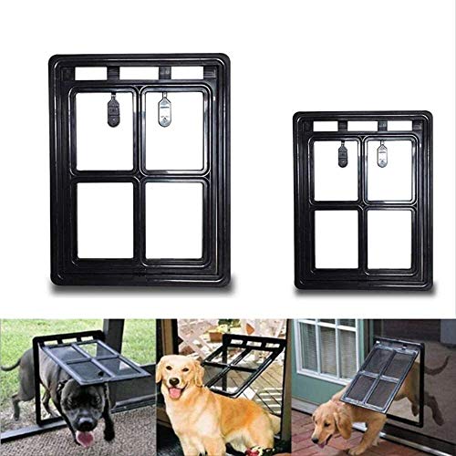 Pet Mate Cat Flap Dog Flap Suspensión Puerta Puerta Cerradura Manera Gato Perro Puerta Solapa magnética Pantallas Suministros Mascotas Anti-Mosquitos Negro (Color: Black, Size: S)
