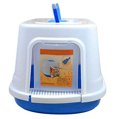Pet Online Caja de arena para gatos Hogar de mascotas puerta cerrada caja de arena, 48 * 40.5 * 33.9cm, azul